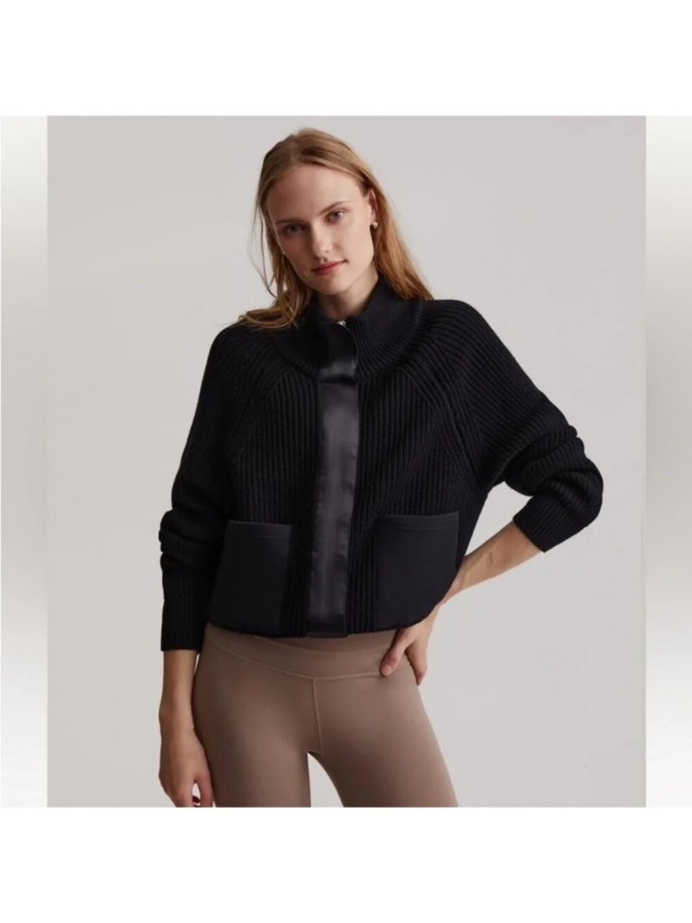 VARLEY Delfern Sweater Knit Full‎ Zip Jacket Black SMALL S